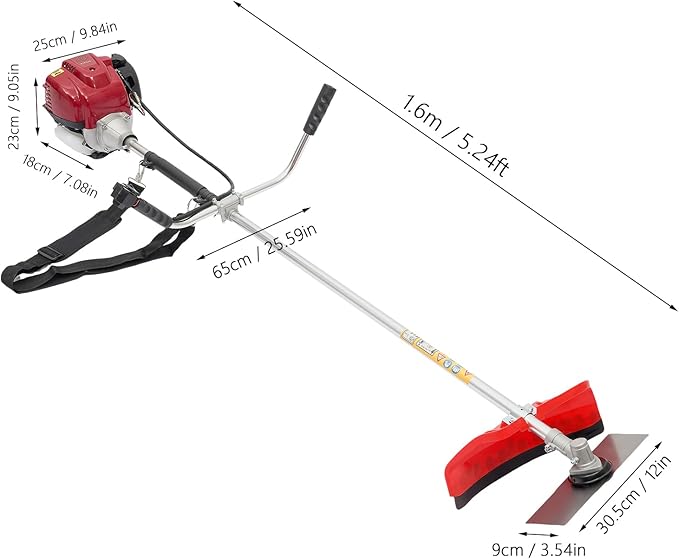 4-Stroke Gas Powered Brush Cutter, 35.8CC 1050W 2 in 1 Engine Powered Grass Trimmer Multi-Functional Trimming Tool Gas Powered Weed Wacker with Goggles for Agriculture Forestry (35.8CC,1050W)