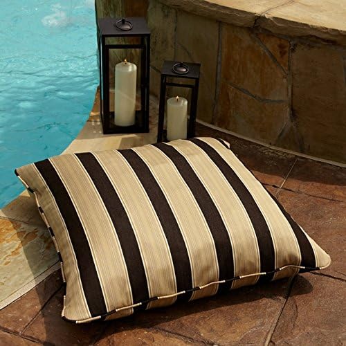 Sorra Home Sunbrella Floor Pillow - Corded Square Plush Oversized Outdoor Pillow - Water & Fade Resistant for Patio, Balcony, Pool - Berenson Tuxedo (26" x 26")
