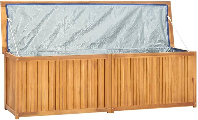 Wooden Patio Storage Box, Outside Storage Container for Patio Furniture, Wooden Deck Box, 68.9"x19.7"x21.7" Solid Wood Teak,-864