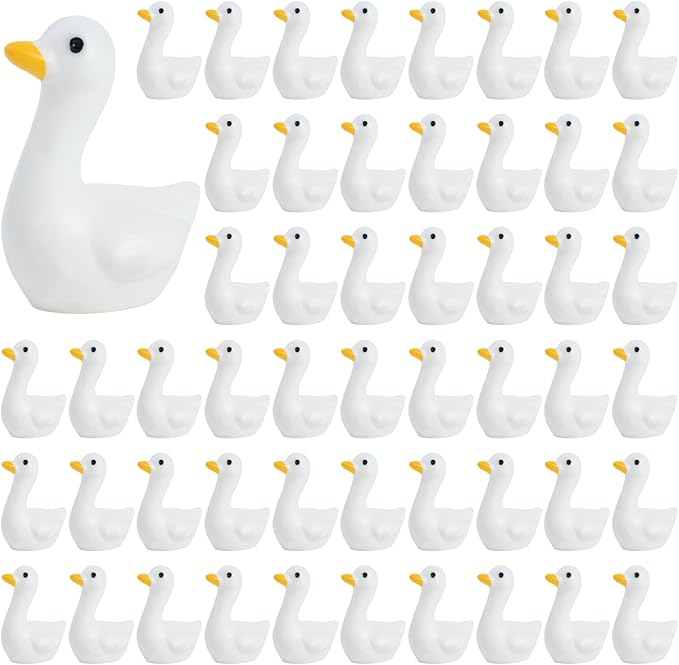 60Pcs Mini Tiny Geese, Resin Goose Figurine | Handcrafted Small Desk Animals Decor, For Porch Cake Toppers, DIY Crafts, Micro Landscape Ornaments, Animals Statues