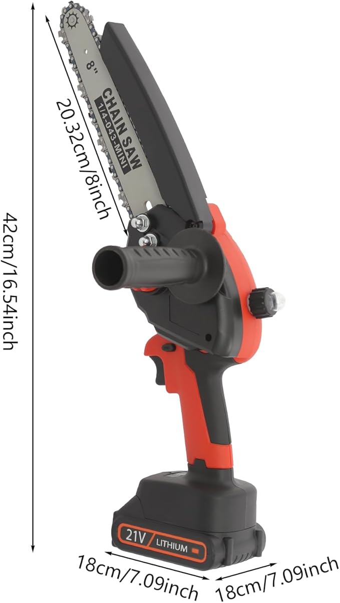 21V Mini Chainsaw 8 inch, 800W Electric Chainsaw Cordless, Brushless Chain saw with Carrying Case & 2x2000mAh Batteries, Battery Powered Saws Handheld Chain Saw for Wood Cutting