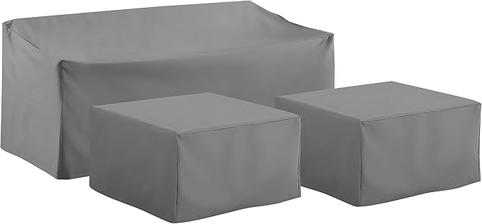 Crosley Furniture Patio Furniture Covers, Waterproof 3-Piece Cover Set for Outdoor Sectional Sofa Sets, Gray