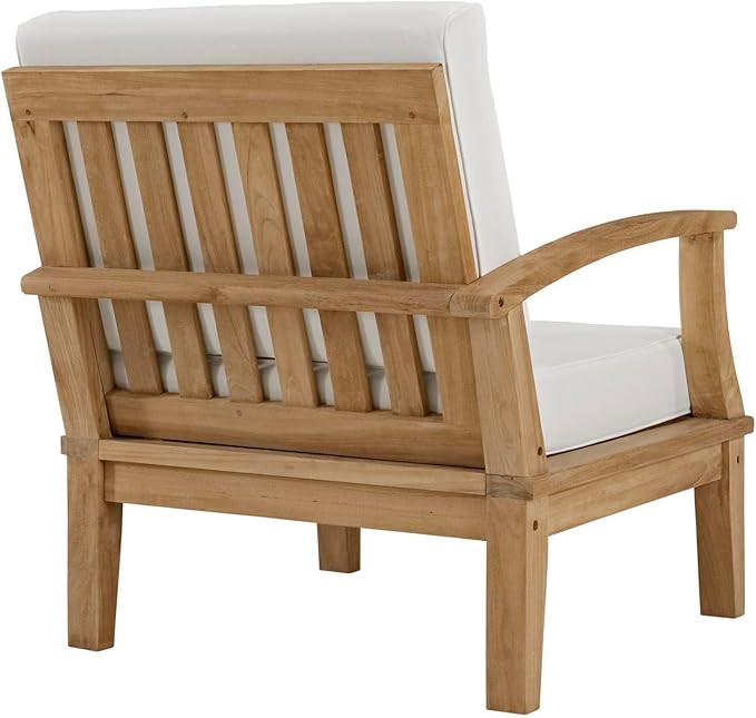 Modway Marina Premium Grade A Teak Wood 8-Piece Outdoor Patio Furniture Set in Natural White