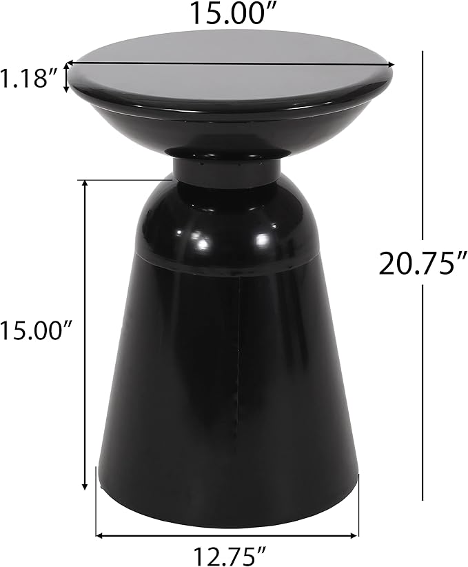 Merax Iron Patio Side Table 15"x21" Modern Art Design Weather Resistant End Table for Indoor Outdoor Patio Backyard Pool (Black)