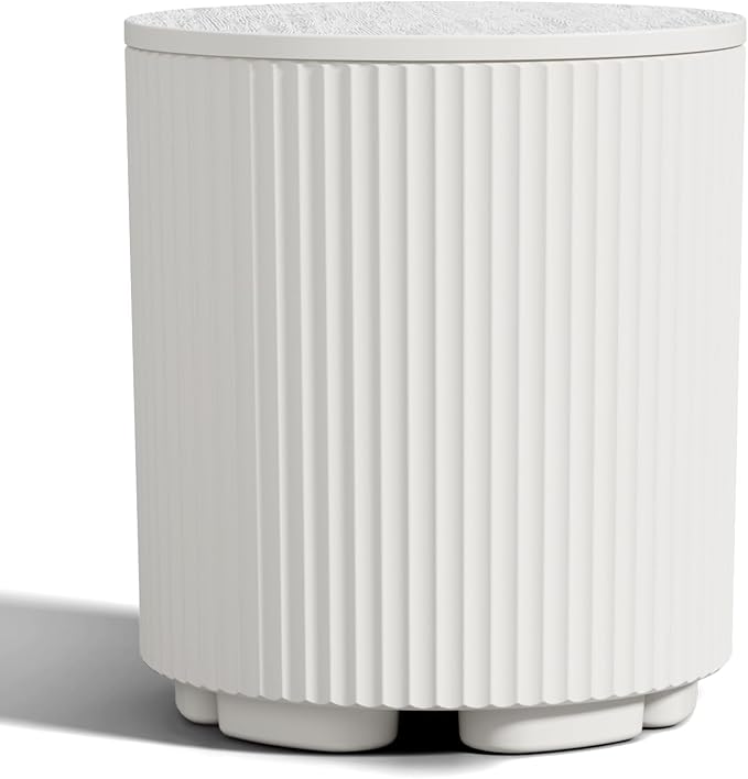 Patio Table and Ice Chest Storage, Portable Outdoor Bucket Cooler, 16.65in Outdoor Cooler Side Table - 2 in 1, Ice Chest Side for Parties Picnics Beach, White
