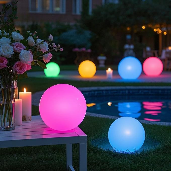 Mr.Go Solar Globe Light, RGB Solar Powered Ball Light with Remote/Button Control, Outdoor LED Orb Lamp with 16 Colors & 4 Modes, for Garden Patio Yard Pathway Ambience Landscape Lighting (12-inch)