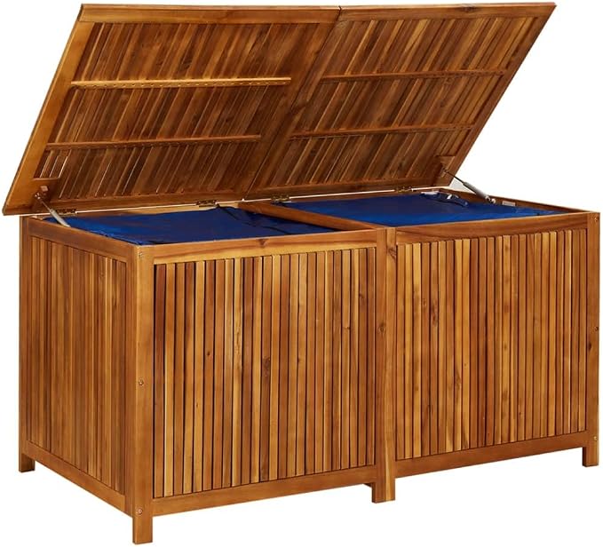 Gardening Supplies patio storage box Deck boxes Patio Storage Box 59.1"x31.5"x29.5" Solid Acacia Wood