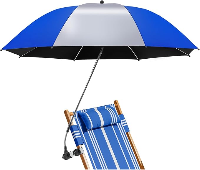 Beach Umbrella, 360 ° Chair Umbrella with Clamp, UPF50+ Shade for Beach, Sand, Patio, Yard (Not Includ Chair)