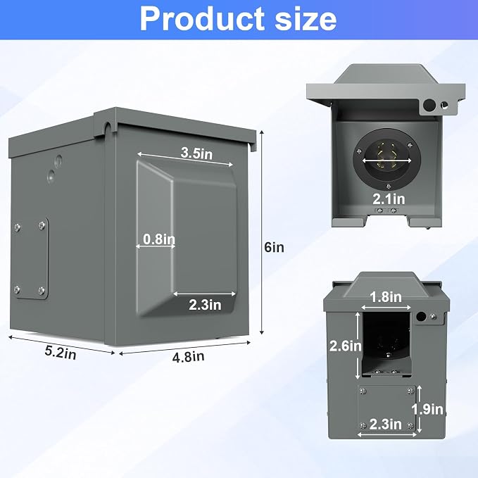 30 Amp Generator Inlet Box Pre-Drilled，NEMA L14-30P 30A 125V/250V Generator Power Inlet Box for 4 Prong Generator Cord UL Listed, Waterproof Dust Proof for Outdoor and Emergency Use