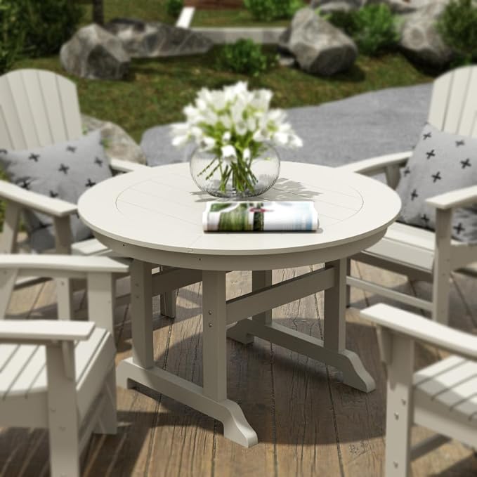 HDPE Laguna 47" Round Dining Table,Sand