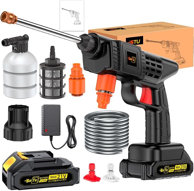 Household car wash Water Gun high-Pressure Water Gun, Cordless car wash high-Pressure car wash Machine Water Gun Machine, Lithium Battery Drive, Used for car wash (电池*1)