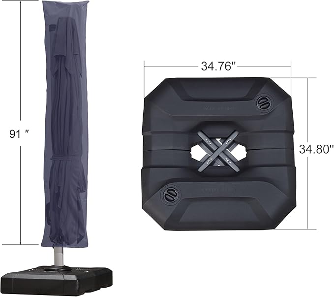 PURPLE LEAF 8'×8' Patio Cantilever Umbrella with Base Included Offset Outdoor Umbrella with Cover Square Outdoor Patios for Backyard Pool Garden Navy Blue