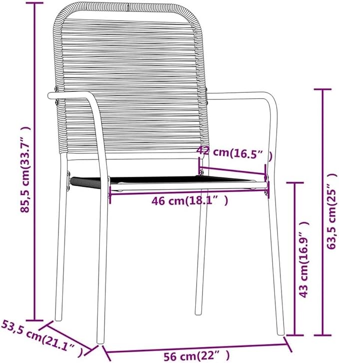 Afuera Living Powder-Coated Steel Patio Dining Set, 5-Piece, Black Finish, Rectangular Table with Tempered Glass Top, 4 Chairs with Cotton Seats, Weather-Resistant Outdoor Furniture for Garden or