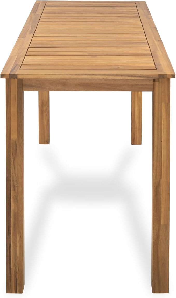 GDFStudio 60" Outdoor Acacia Wood Dining Table Rectangle Counter Height Table for Outdoor Lawn Backyard Garden Deck, Light Teak