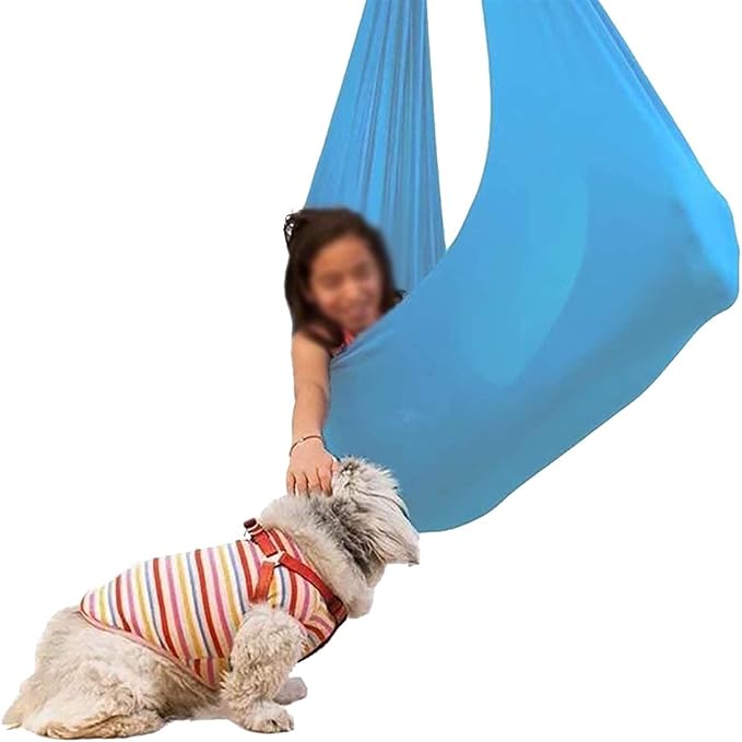 Kids Sensory Swing Hammock Indoor Therapy Swing with Special Needs, Breathable Cuddle Chair Ideal for Sensory Integration Childhood Precious Memory (Color : Indigo, Size : 150x280cm/59x110in)