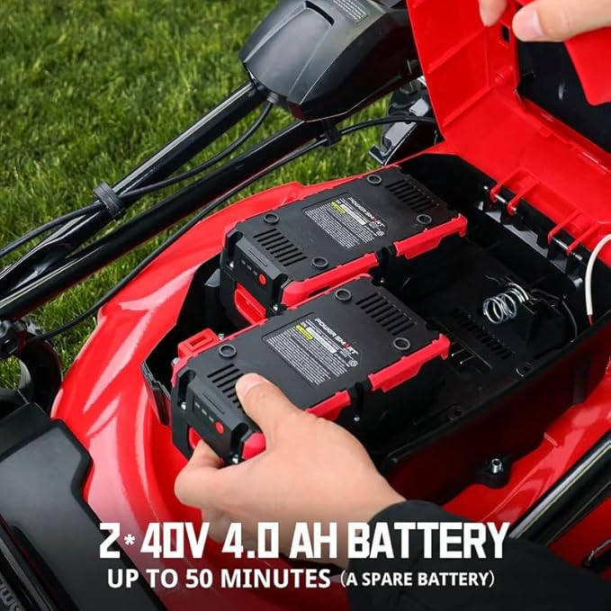 PowerSmart 40V 21" Cordless Electric Lawn Mower, Mulching & Bagging, Brushless Motor, 6-Position Height Adjustment, Foldable for Storage, 2x4.0Ah Batteries & Charger Included for Garden, Patio, Yard