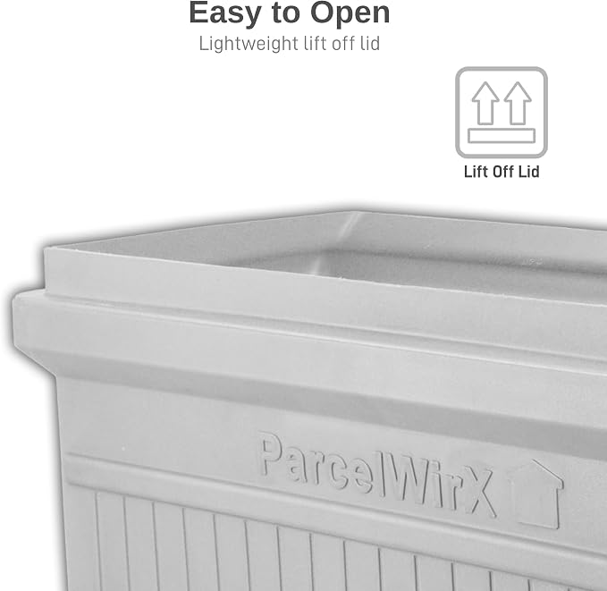 RTS Home Accents ParcelWirx Premium Horizontal Storage Cabinet/Package Delivery Box with Lift Off Lid, Slate Grey