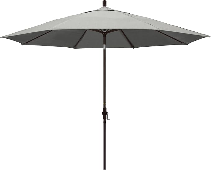 California Umbrella 11Ft Premium Sunbrella Patio Umbrella, Hand-Crank, Tilt-Collar, Bronze Frame, Granite Fabric