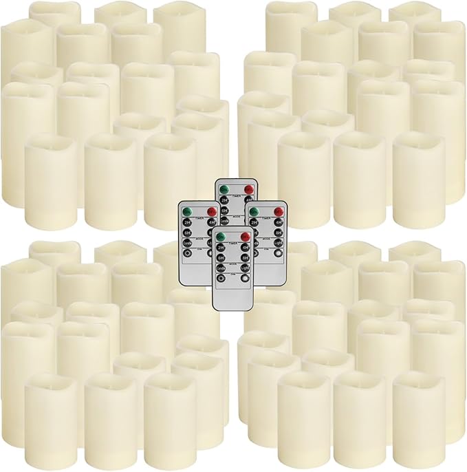 Enpornk Set of 72 Flameless Led Battery Opeated (D2.2'' x H4''5''6'') Waterproof Outdoor Indoor Candles with 10-Key Remotes and Cycling 24 Hours Timer