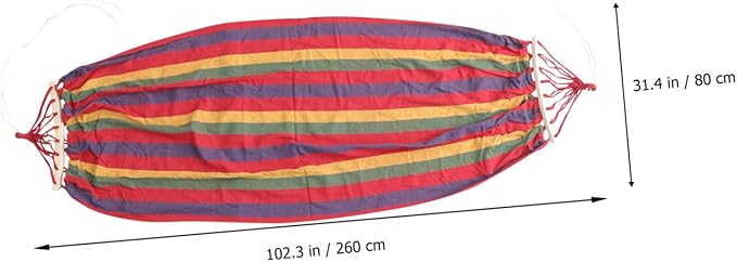Veemoon Single Person Rainbow Striped Cotton Canvas Hammock with Anti-tip Design, Outdoor Portable Swing for Adults, Hanging Hammock for Patios