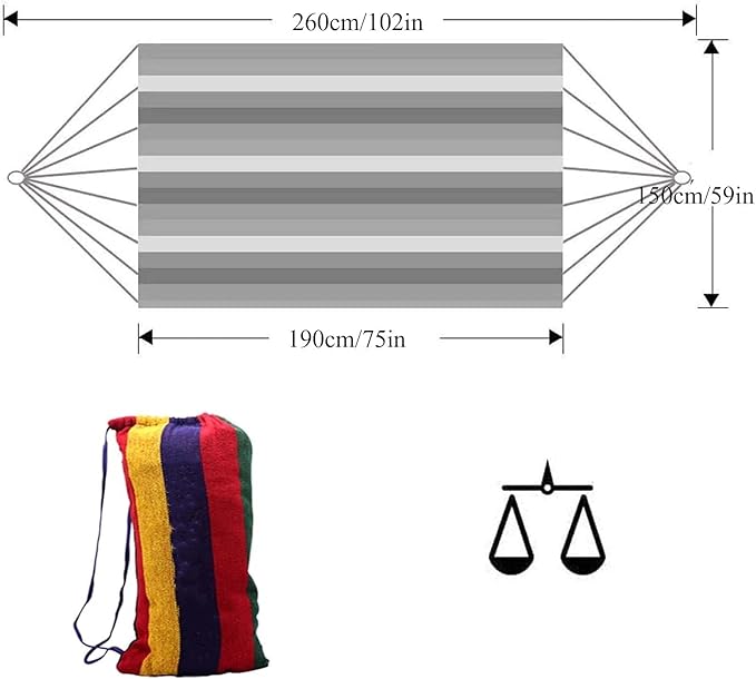 Double Hammock for 2 Person, Extra Large Outdoor Portable Hammock, Camping Hammock with Ropes, Hammock Tent for Travel Camping Backpacking Hiking Outdoor Activities