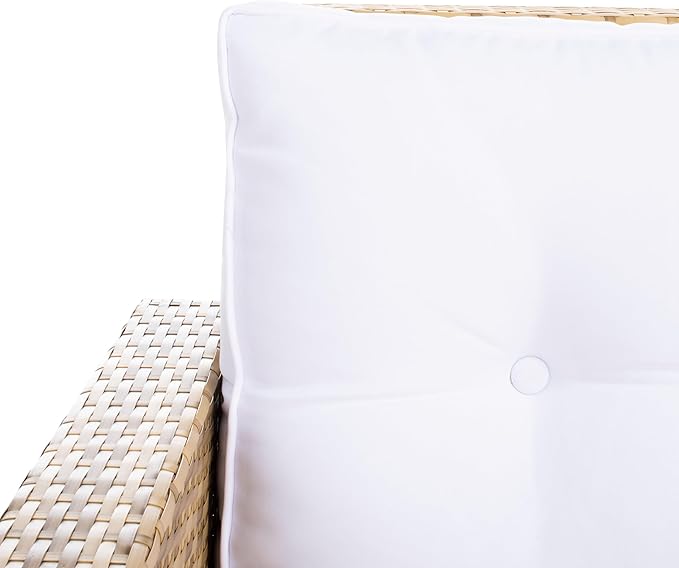 SAFAVIEH Outdoor Collection Lorma Natural/White Wicker 4-Piece Conversation Patio Set