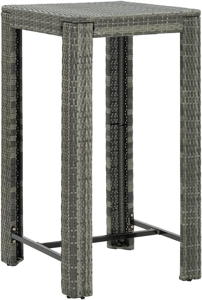 3 Piece Patio Bar Set, Bistro Set Patio Conversation Set Porch Furniture Set Front Porch Furniture for Piazza Garden Negotiation Area Poolside with Armrest Poly Rattan Gray