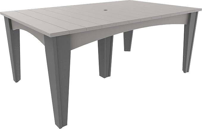 LuxCraft Poly Island Dining Table, 44" x 72" Rectangular Outdoor Patio Table, Made with Recycled Plastics, Made in USA (Dove Gray & Slate)