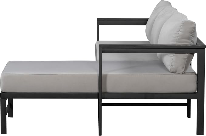 JIVOIT Outdoor L-Shaped Sofa with Iron Frame, Metal Patio Sofa Set with Ultra-Thick Cushions, Comfortable Seating for 3, Ideal for Patio, Balcony and Garden (Gray/35)