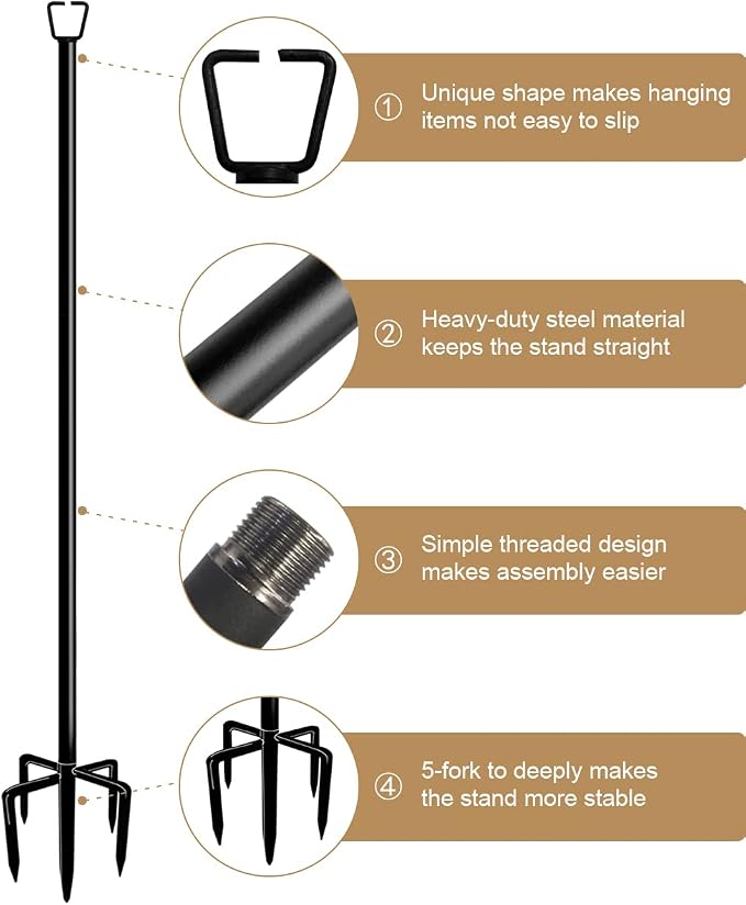 Queension 10FT Plug Floor String Light Poles for Outdoor String Lights for Garden, Backyard, Patio Lighting Stand for Parties, Bistro & Weddings, 2 Pack | for Garden, Backyard, Patio Lighting Stand for Parties, Bistro & Weddings
