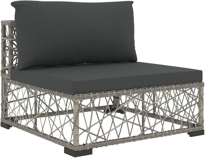 Patio Lounge Set with Cushions,Outdoor Furniture,Outdoor Furniture Sets,Patio Conversation Sets,for Garden,Deck,Backyard,6 Piece Poly Rattan Gray