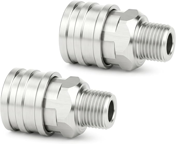 TAISHER 8PCS 304 Stainless Steel 1/4" Male NPT High Pressure Washer Quick Connect Coupler for Pressure Washing Gun Hose Accessories
