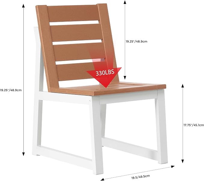 Costaelm Stinson Outdoor Patio HDPE Dining Side Chair, Teak