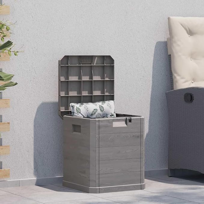vidaXL Storage Box Brown Plastic Medium Garden Storage Box Square