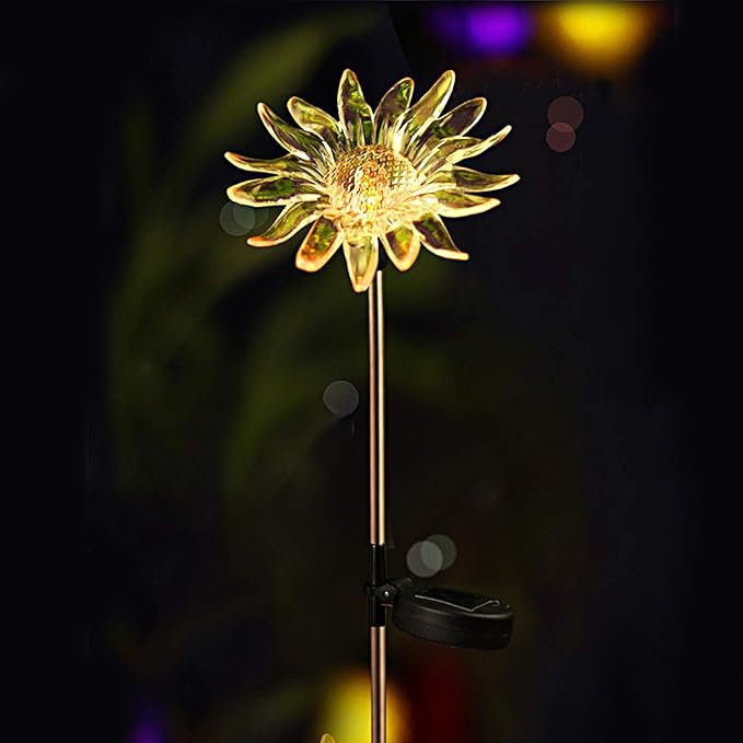 CANDLE CHOICE Solar Powered Landscape LED Light Outdoor Waterproof Color Changing Garden Stake Light for Outside Garden Yard Lawn Flowerbed Plant Pathway Christmas Decorations Figurine Sunflower 1 PCS