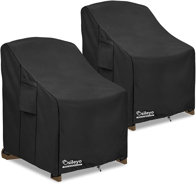 Patio Chair Cover 32W x 35D x 36H inches,Waterproof Heavy Duty Outdoor Furniture Covers for Patio Adirondack Chair 2 Pack(Black)