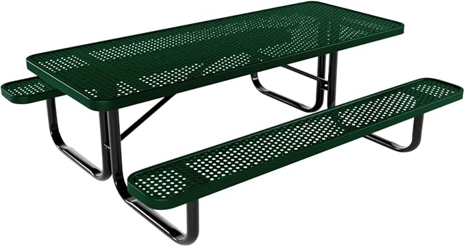 COATEDOUTDOORFURNITURE Heavy-Duty Portable Outdoor Kids Table, Punched Steel Kids Picnic Table, Commercial-Grade Picnic Table, Made in America (6ft Rectangular, Childrens, Green)