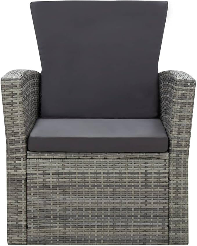 4 Piece Patio Lounge Set,PE Rattan Outdoor Furniture Set,Patio Conversation Sofa Set,Garden Backyard Poolside Patio Seating Set,with Cushions Poly Rattan Gray