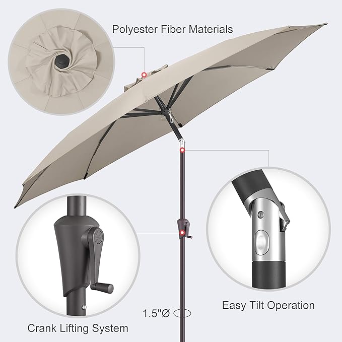 10 FT Outdoor Patio Umbrella - Table Umbrella Waterproof UV Protection, Sombrillas de Patio with Push Button Tilt, Sun Umbrella for Pool, Porch, Garden, Deck, Backyard (Taupe)