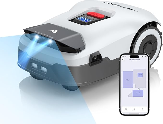 Robot Lawn Mower NO Wire - 0.47 Acre, Full Band RTK+4-Eye Vision Robotic Lawnmower, Automatic Mapping, 20 Multi-Zone Management, Accurate Obstacle Avoidance, Intelligent Path Planning, APP Control