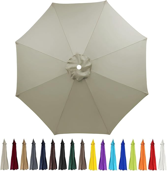 9ft Patio Umbrella Replacement Canopy for 8 Rib, Outdoor Table Market Yard Umbrella Replacement Top Cover (Canopy Only),Topaz