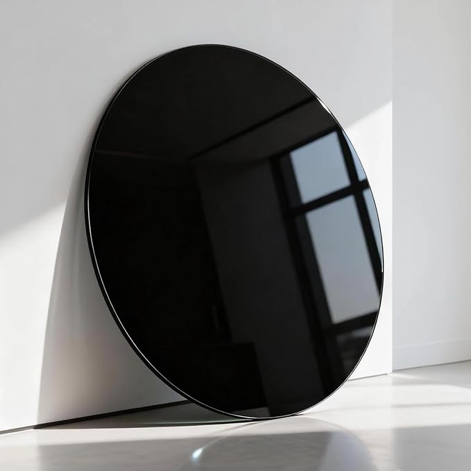 30 Inch Round Black Tempered Glass Table Top, Black Table Surface Protector, Safe 1/4" Thick-Round Polished Edge, Replacement Glass Top for Home, Office, Patio, Outdoor/Indoor