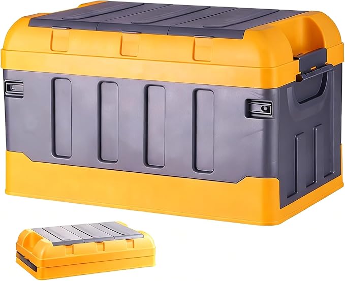 Outdoor Storage Deck box Plastic Storage box Multi Layer Storage box 240 lbs Capacity Durables Suitable for car Camping Garage and Home Storage(Yellow)