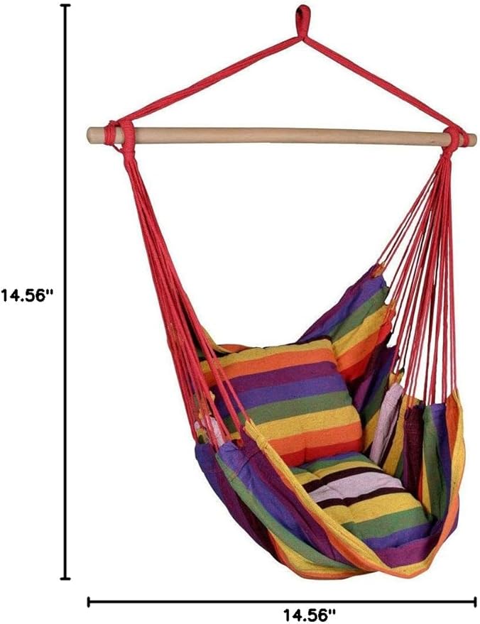 Hammock Hanging Rope Chair Porch Swing Seat Patio Camping Portable Red Stripe