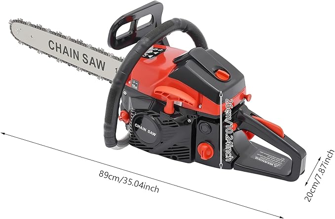 18inch Gas Chainsaw, 2.95HP 58CC 2-Stroke Gasoline Chainsaw, Air Cooled Pull Start Top Handle Gas Powered Chain Saw Petrol Chainsaws with Automatic Chain Lubrication for Trees, Wood Cutting