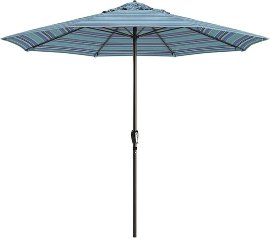 California Umbrella 12-Year Protection 9-Ft Outdoor Patio Umbrella, Sunbrella Fade-Resistant Fabric, Auto-Tilt, Heavy Duty Aluminum Frame, 8 Reinforced Ribs for Pool or Deck, Bronze Pole, Dolce Oasis