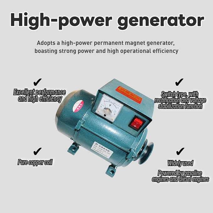 5KW/7KW Portable Brushless Generator - 220V Dual-Fuel Gas & Diesel, Pure Copper Winding, Permanent Magnet, Belt Drive, Reliable Power for Home & Outdoor Use