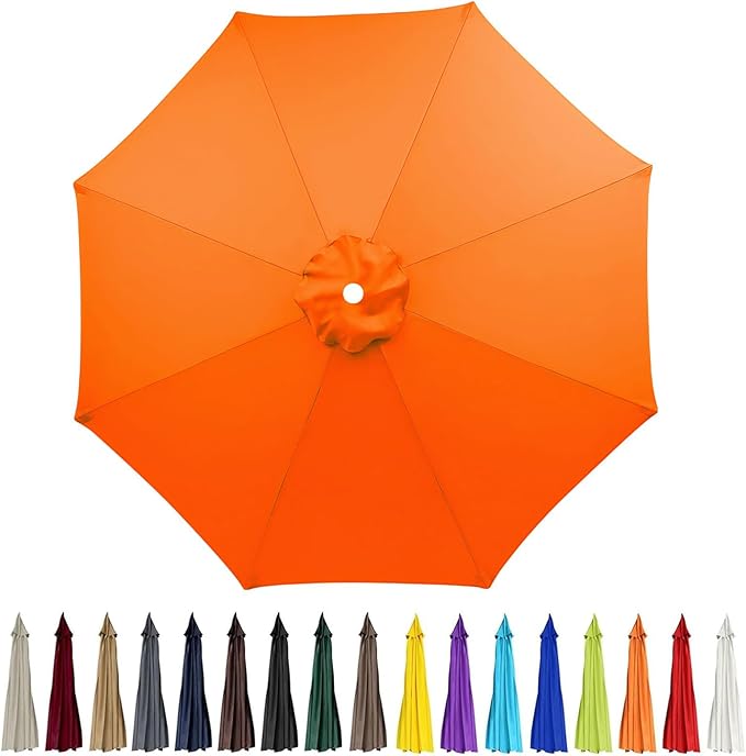 9ft Patio Umbrella Replacement Canopy for 8 Rib, Market Yard Umbrella Replacement Top Cover Fit Outdoor Umbrella (Canopy Only),Orange