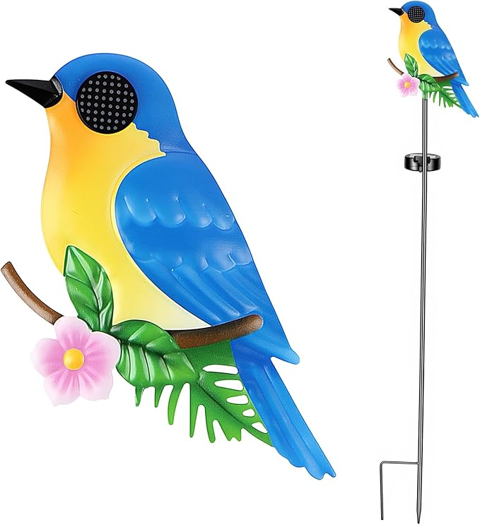 Solar Stake Lights Outdoor - Waterproof Blue Bird Dynamic Eyes Decor Lights for Pathway Lawn Patio Decorative Yard Art Ornaments Thank Birthday Gifts for Women Men Mom Grandma Dad Wife