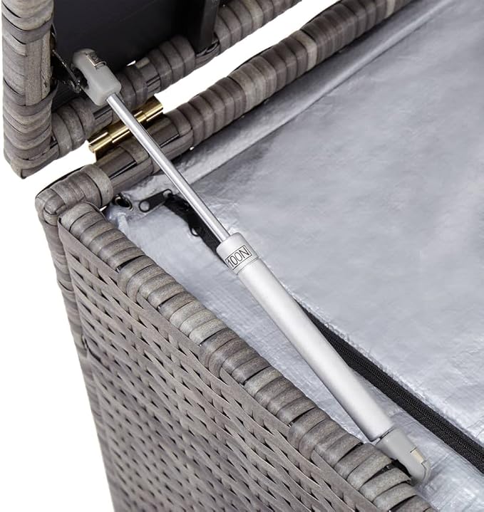Patio Storage Box Poly Rattan 39.4"x19.7"x19.7" Gray Patio Garden Outdoor Storage Container, Furniture Deck box (Weight:22.05 lbs)